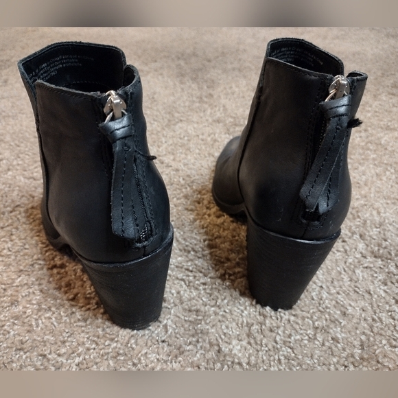 BP Black Leather Ankle Booties With Chunky Block Heel 8.5 - Picture 11 of 15